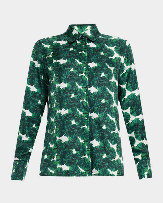 Rodesia Floral Silk Button-Down Shirt